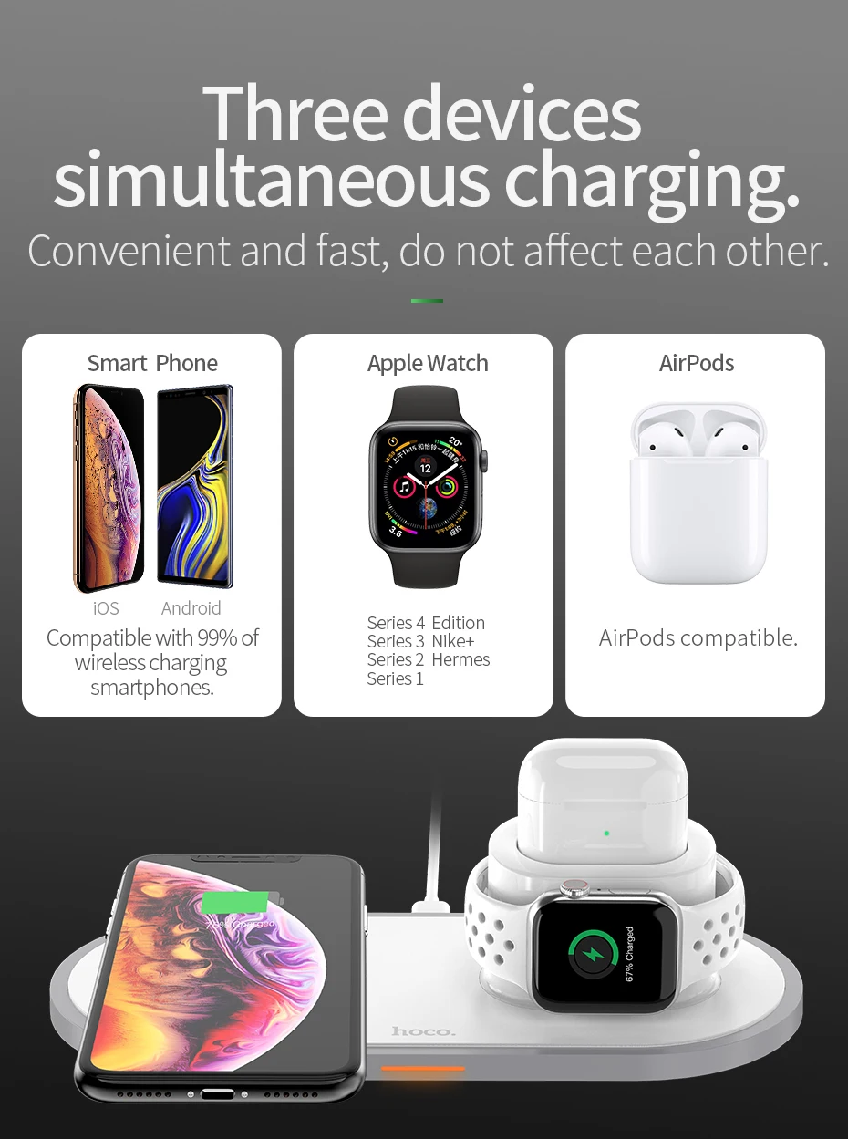 3 в 1 Беспроводная подставка для зарядного устройства для iPhone airpods Apple Watch, док-станция для зарядки зарядного устройства для Apple iWatch Series 4/3/2/1