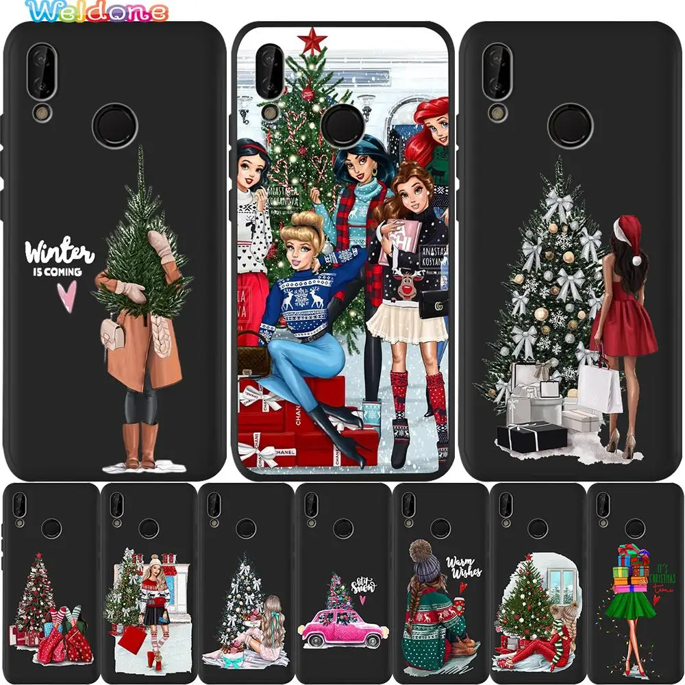 Модный красивый черный чехол для телефона девушек Huawei P30 P20 Lite Pro P10 P9 Mate 20 30 10