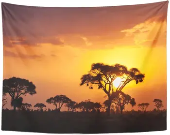 

Tapestry Landscape Typical African Sunset with Acacia Trees in Masai Mara Kenya Safari Savanna Tapestries Wall Hanging