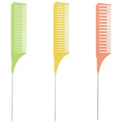 3pcs/set Professional anti-static Steel tip tail comb dyeing brush high temperature resistant hair cutting highlighting comb