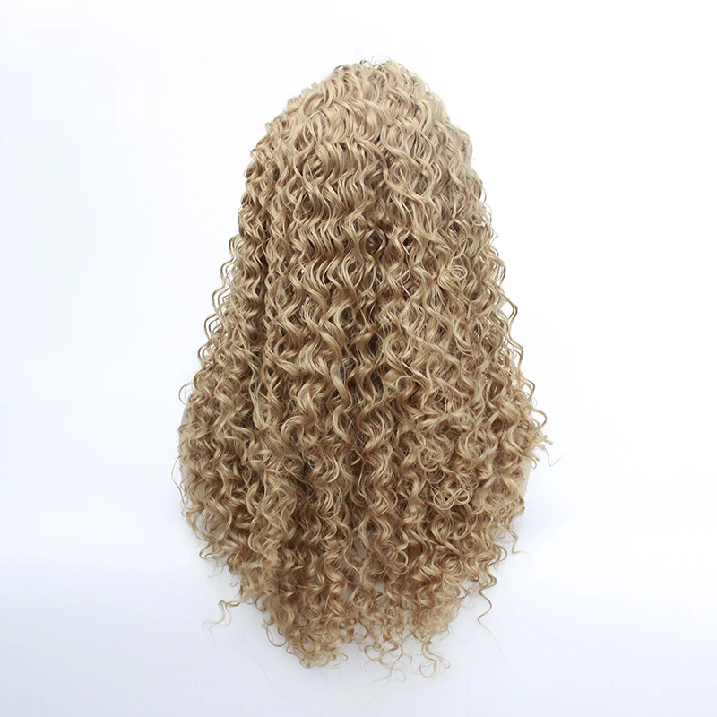 Парик для косплея афро кудрявый естественный вид блонд#27 цвет синтетический парик шнурка жаропрочные кружева передние кудрявые синтетические парики