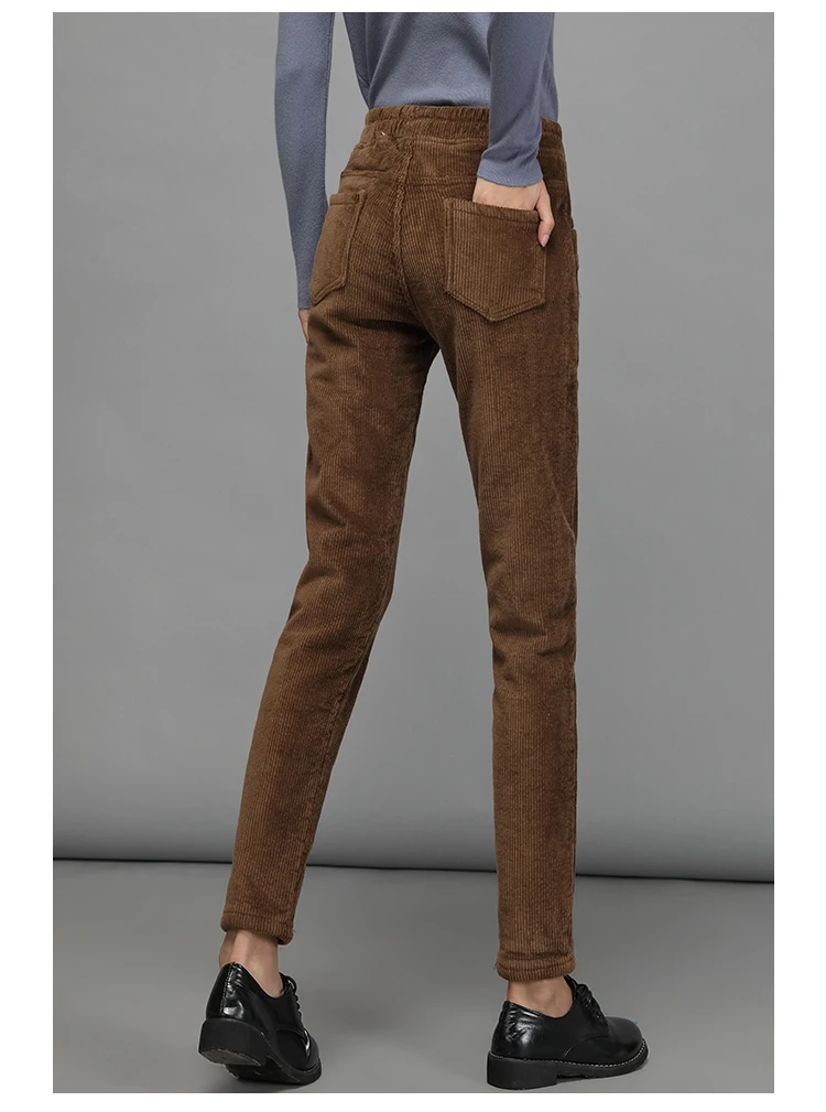 Вильветовые брюки женские зимние с высокой талией, женские утепленные прямые брюки, теплые брюки, повседневные брюки размера плюс