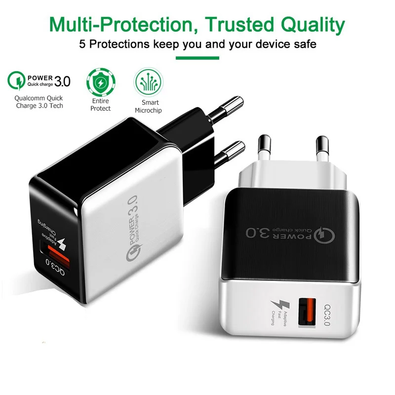 

Quick Charge 3.0 18W QC3.0 QC Turbo Charging Fast Charge Charger For Samsung S8 S9 Xiao mi mi 9 Huawei Mobile Phone Charger