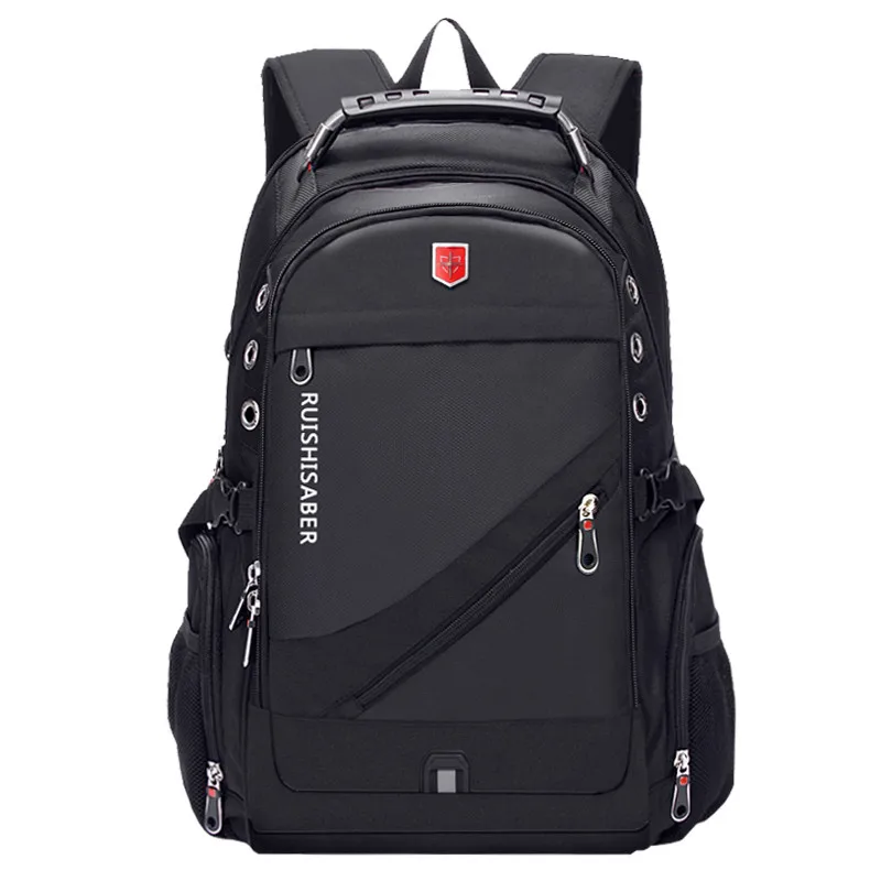Оксфордский Швейцарский рюкзак для мужчин с внешней зарядкой USB 15/17 дюймов для ноутбука, женский рюкзак для путешествий, винтажные школьные сумки, рюкзак mochila - Цвет: Black