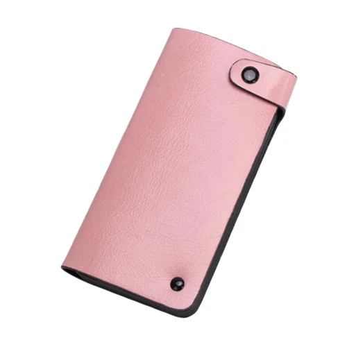 pink Фиолетовый 1 шт. сплошной цвет держатель для карт из искусственной кожи женский длинный кошелек с отделами для карт мужской бизнес-держатель для карт, тонкий держатель для денег - Цвет: pink