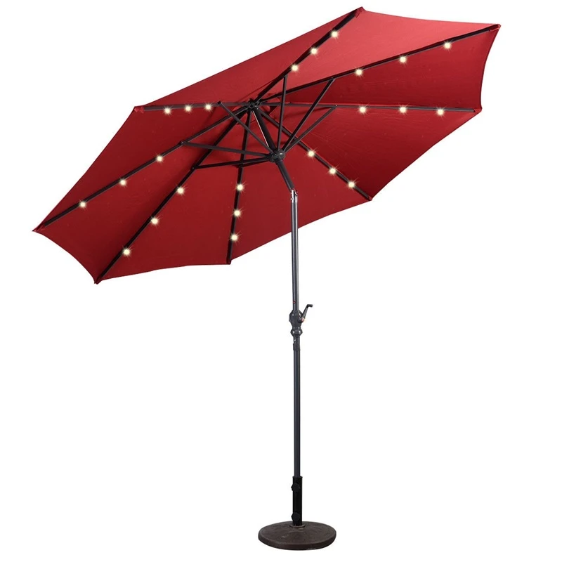 High Quality 10 Ft Patio Solar Umbrella With Crank Solar Powered Led Lights 8 Firm Uv Protective Outdoor Patio Beach Umbrella Aliexpress