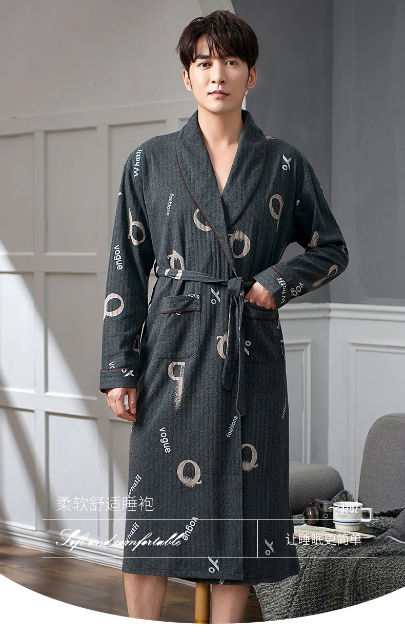 Men Casual Kimono Bathrobe Spring Autumn Cotton Long Robe Dressing Gown Plus Size M-4XL Sleepwear Nightgown Male Loose Home Wear red and black pajama pants