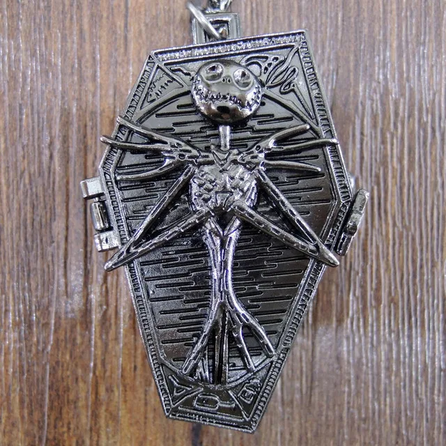 

Anime Action Figure Retro Gothic Tim Burton The Nightmare Before Christmas Quartz Pocket Watch Jack Skellington Necklace Toy