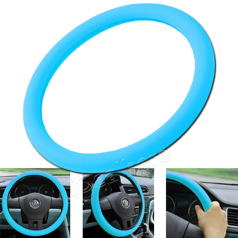 Luminous Blue Мягкий силиконовый чехол рулевого колеса автомобиля оболочки 36-40 см многоцветный нескользящий протектор для авто - Название цвета: Luminous Blue