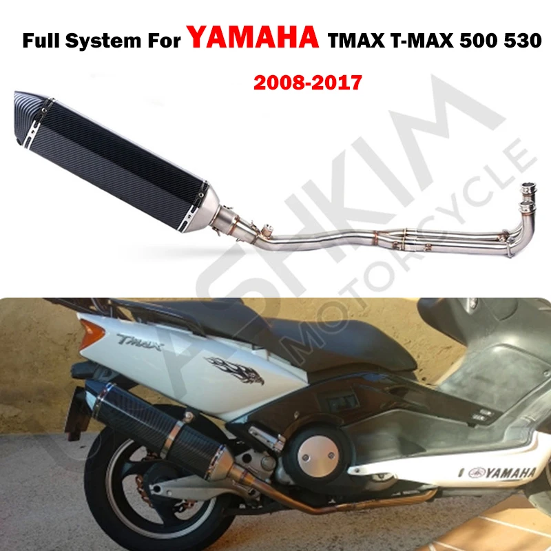 Carbonfaser-Edelstahl-Universal-Auspuffrohr für Yamaha 250 300 kann in Allen Jahren eingebaut und verwendet Werden,Black Huashao Universal-Motorradschalldämpfer