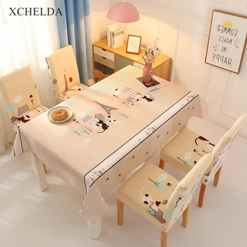 

Eating Desk Table Cloth Rectangular Carpet Waterproof Luxury Decoration Cute Cat Linen Tablecloth Living room Dining Table Cover