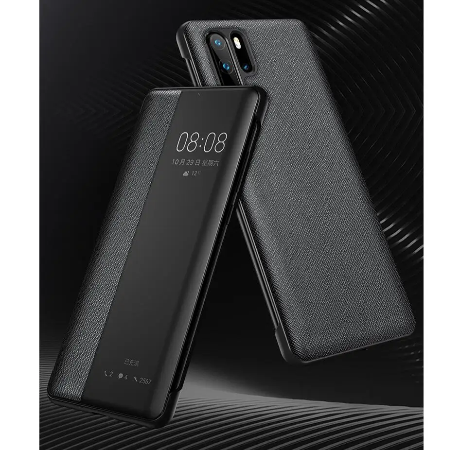 

Luxury Leather Soft Flip Case The For Huawei P20 P20Pro Shockproof Case For Huawei P30 P30Pro Smart View Case Cover