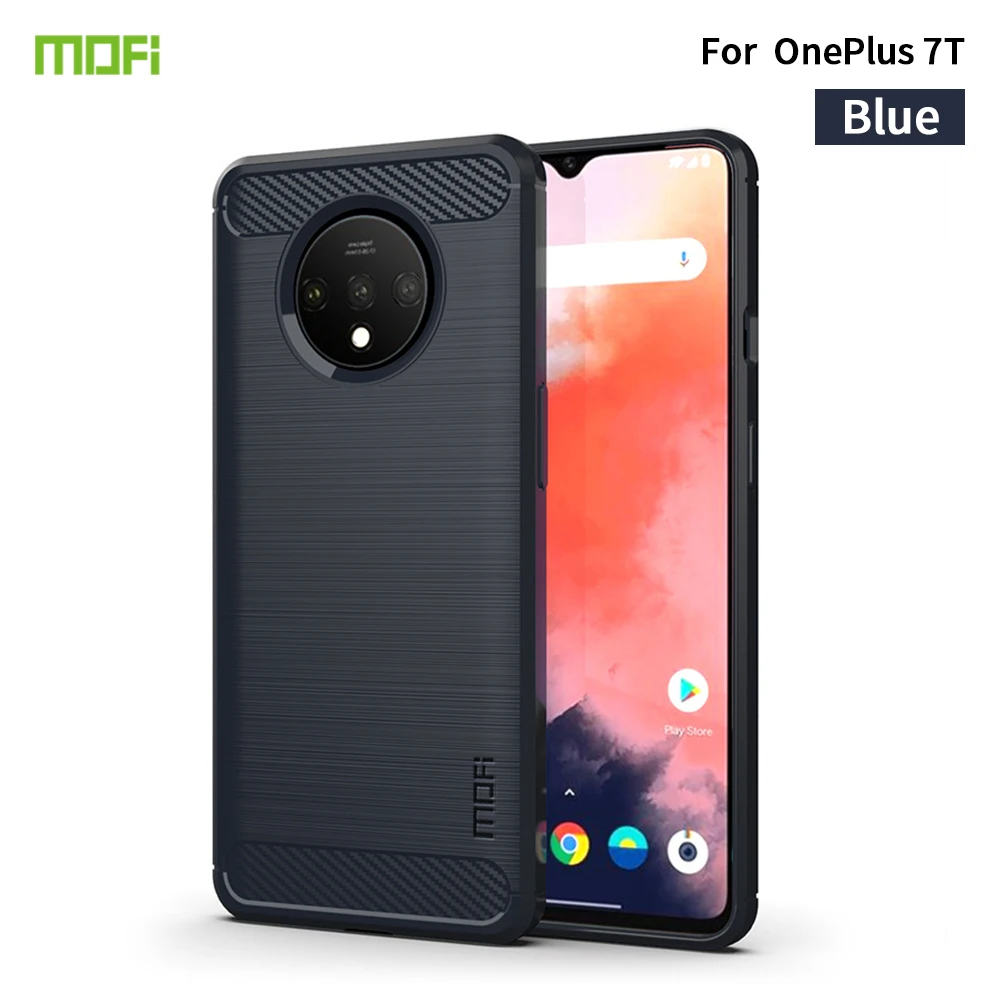 Чехол для Oneplus 7 t, чехол MOFI, чехол s из ТПУ для Oneplus 7 t, Высококачественная мягкая задняя крышка из ТПУ для Oneplus 7t - Цвет: dark blue case