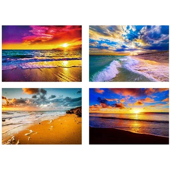 

4 Pack 5D Diamond Painting Kit,DIY Diamond Rhinestone Painting Kits for Adults Arts Craft Home Decor(Sky)