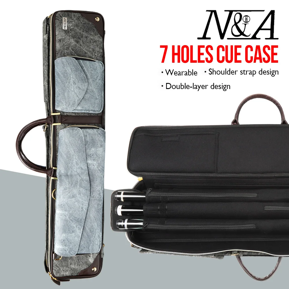 

MEILIN Cue Case 3 Butts+4 Shafts 7 Holes PU Thick Nylon Material Bag High-quality Leather Grip Stick Case Billiard Accessories