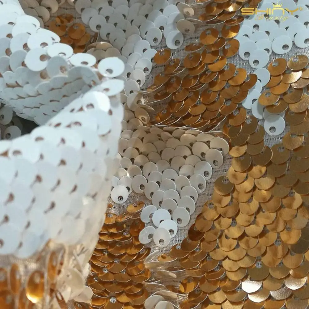 Sequin Fabric White 1 Yard Rose Gold Flippable Sequin Fabric by The Yard Glitz Backdrop 3 Feet Shin