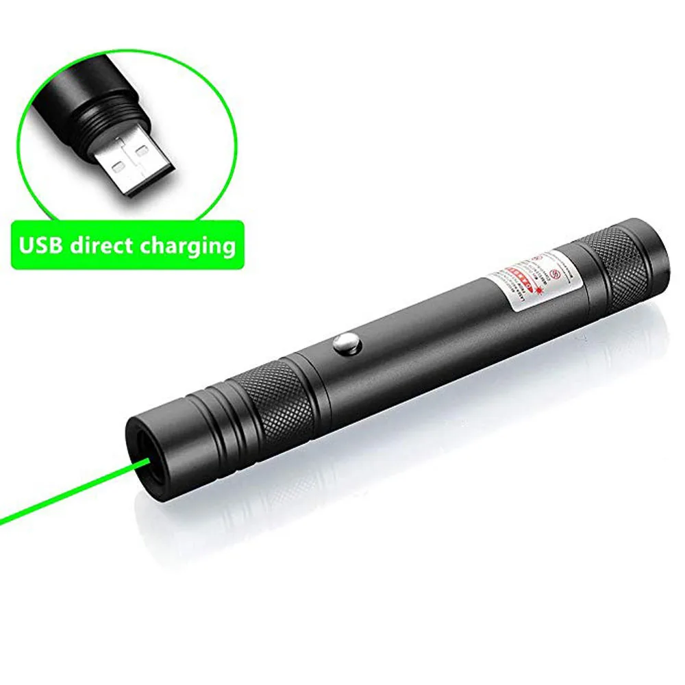 Перезаряжаемая USB Зеленая лазерная указка высокой мощности со встроенной