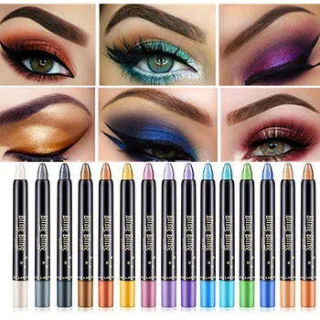 15 Color Highlighter Eyeshadow Pencil Waterproof Glitter Matte Nude Eye Shadow Makeup Pigment Cosmetics White