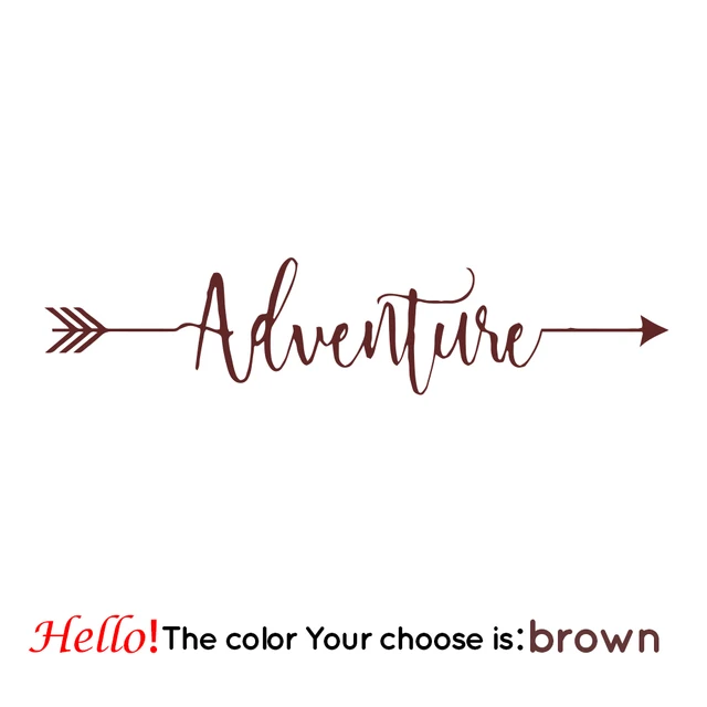 Fashion 126X28cm Adventure Frase Carbon Sticker Car Both Body Arrow Quote Stickers Decal Car Wrap Vinyl Film Car Accessories Brown