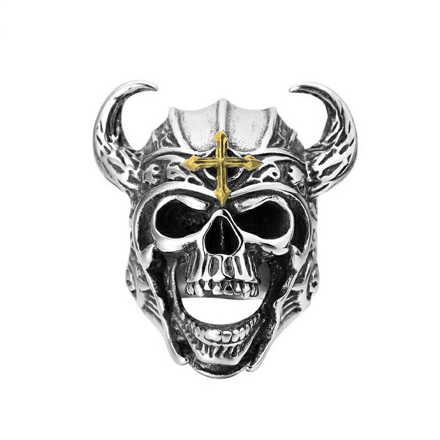 Punk Ring For Men Retro Skeleton Devil Male Ring Skull Adjustable Exaggeration  Snake Captain