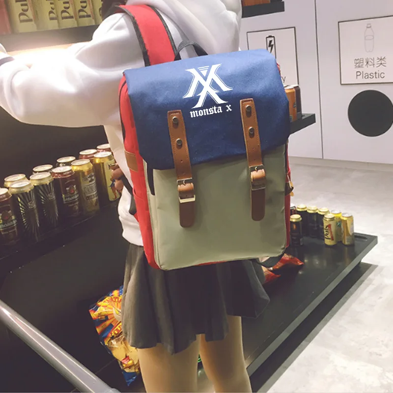 

KPOP MONSTA X Multi-color Optional Canvas Bag Sports Casual Backpack Personality Printing Student Bag Drioshipping