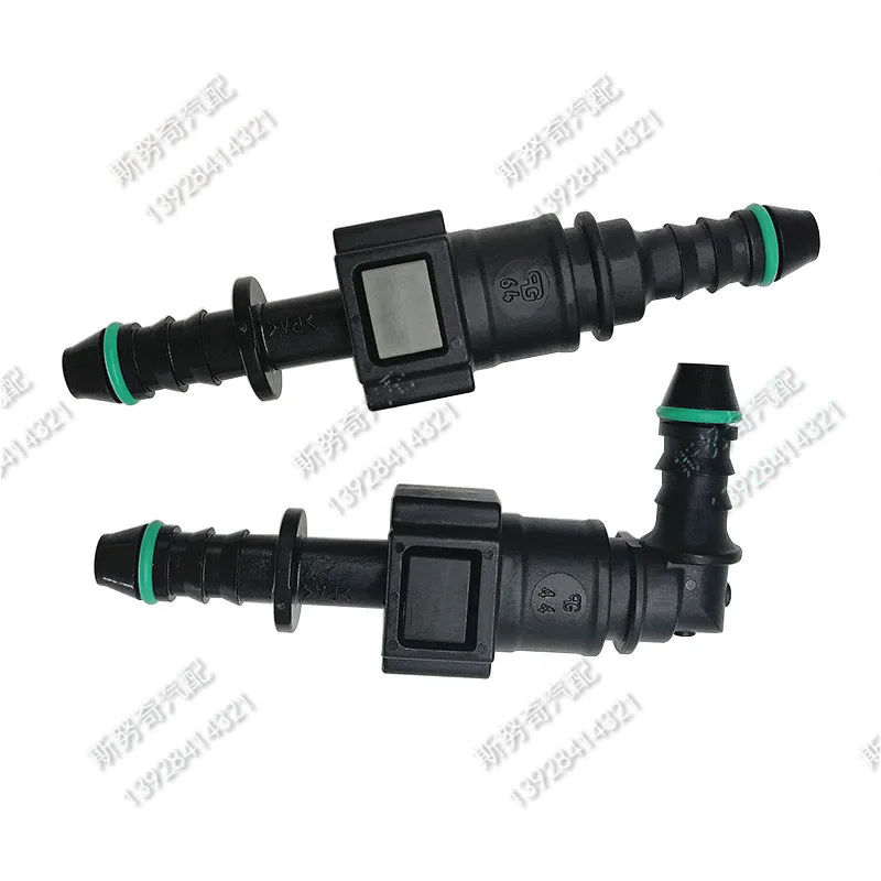 7.89mm ID6 180 degree SAE fuel pipe fittings plastic Fuel line quick connector female male connector with double buttom 10sets