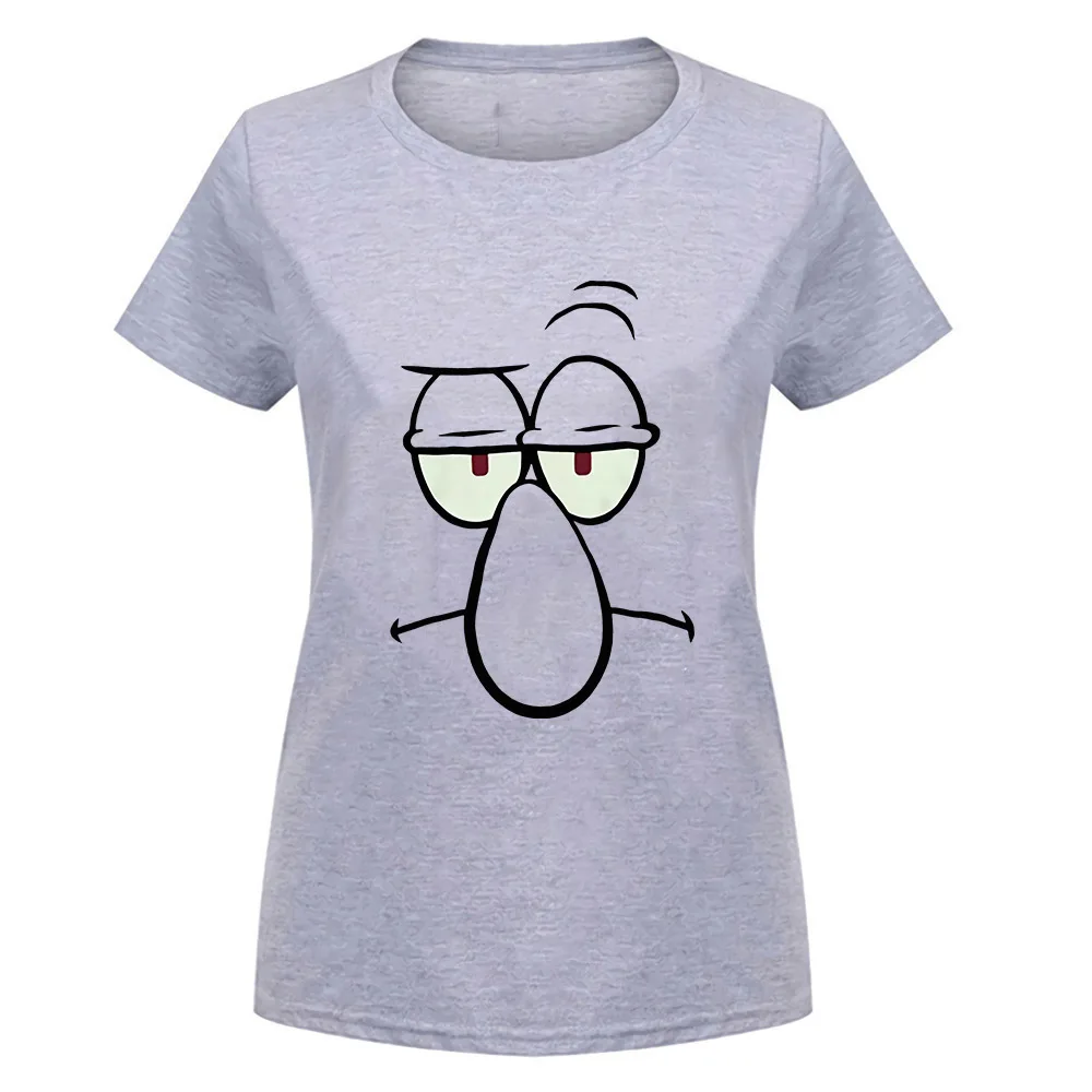 women gray Губка Боб Squidward уход за кожей лица футболки новейшая стиль футболка - Цвет: women gray