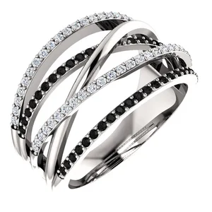 Huitan-anillos de estilo étnico para mujer, con piedra blanca y negra, Micro pavé, regalo sorpresa, joyería de moda
