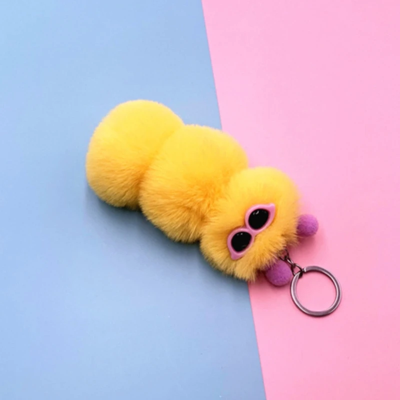 New 15cm/6inch Mini Soft Plush Caterpillar Joint Doll for Handbags Decorations for Clothing & Handbag Car Keychain Key Ring 03KD