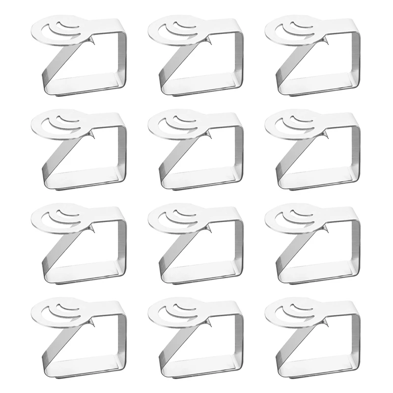 

12 Pcs Thickened Stainless Steel Tablecloth Holders Kitchen Tablecloth Clips Non-Slip Table Clips, Moon