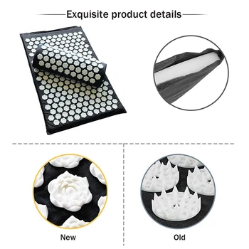 

Acupressure Mat Acupressure Pillow Set Relieves Back Pain Neck Pain Muscle Relaxation with Carrying Bag Black