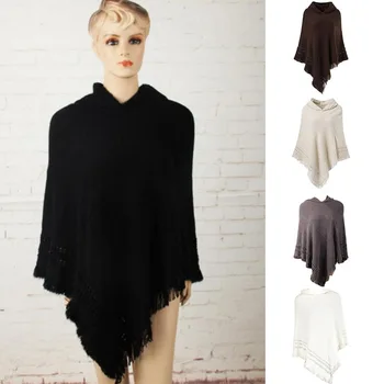 

Women's ponchos and capes накидка женская пончо cloak Winter Knitted Cashmere Poncho Capes Shawl tassel Soft Cardigans Sweater