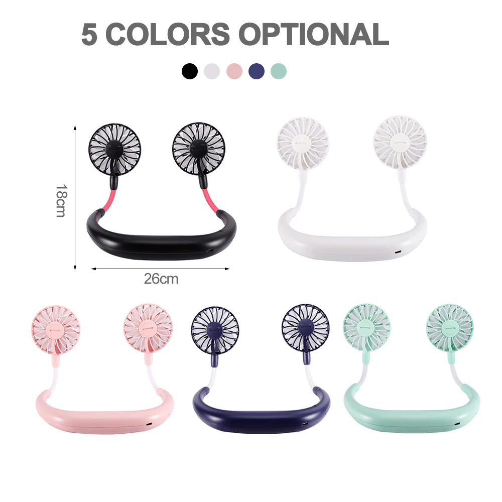 

Portable Fan Usb Rechargeable Neck Fan Hanging Rechargeable Mini Sports Fans 3 Gears Air Conditioner Adjustable Home