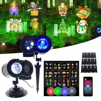 

4 Plugs Christmas Ocean Wave Snowflake Light Projector Outdoor Waterproof 2-in-1 Moving Patterns Rotating LED Projection Lamp