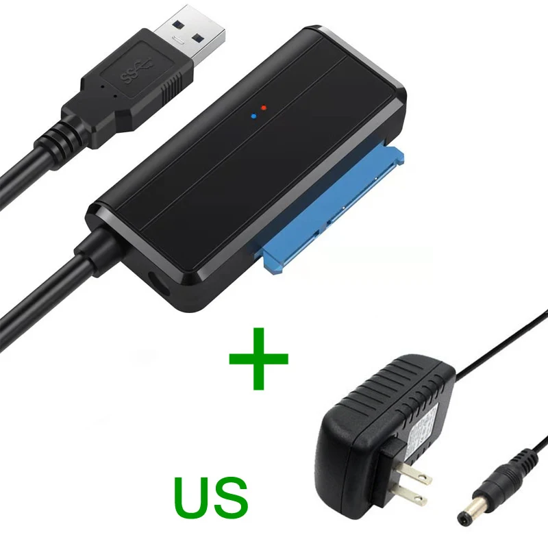 SATA к USB3.0 кабель-конвертер 22 pin SATA к USb SSD hdd шнур с ЕС США Великобритания адаптер для 2,5 дюймов 3,5 дюймовый hdd SSD жесткий диск - Цвет: US adapter