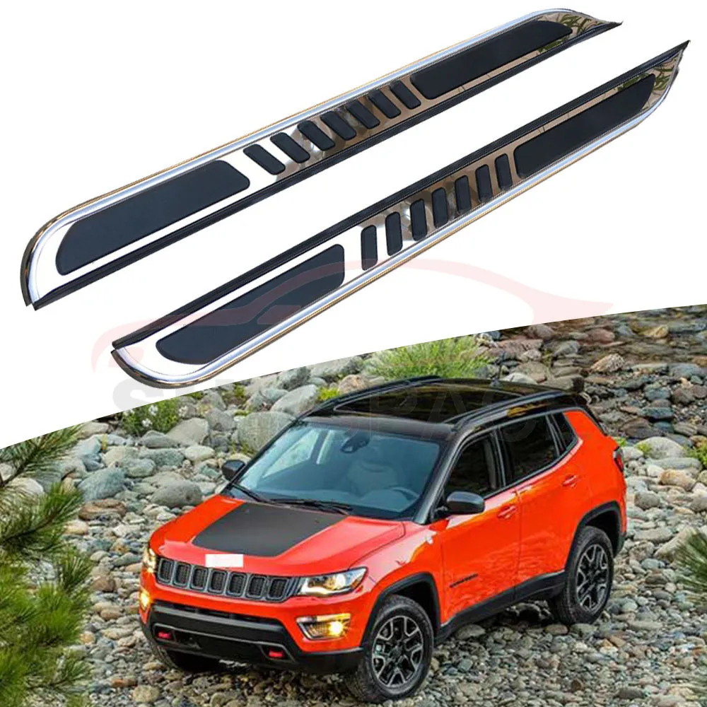 Боковой Шаг подходит для Jeep Compass- Беговая доска nerf bar 2 шт. левый и правый алюминиевый боковой шаг боковая педаль
