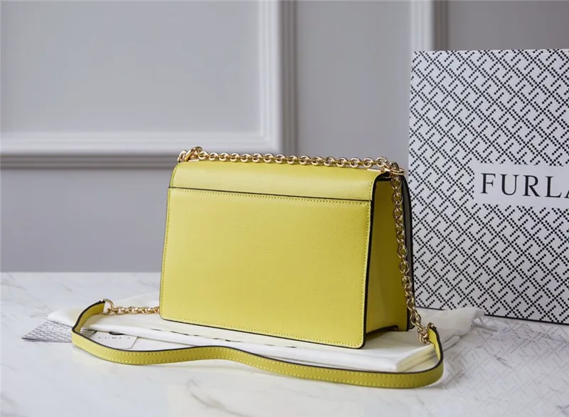 Оригинальные женские сумки FURLA, высококачественные женские кожаные сумки Furla лимонного цвета, размер L 24 см x 8 см x 16 см