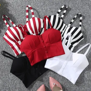 

Europe and The United States 2020 Spring and Summer Striped Sling Women's Short Tube Top Na Ramiaczkach Soutien Gorge Bandeau