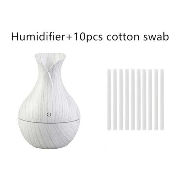Mini Electric Air Humidifier USB Ultrasonic Aroma Essential Oil Diffuser Wood Grain Cool Mist Maker LED Light For Home Office B10