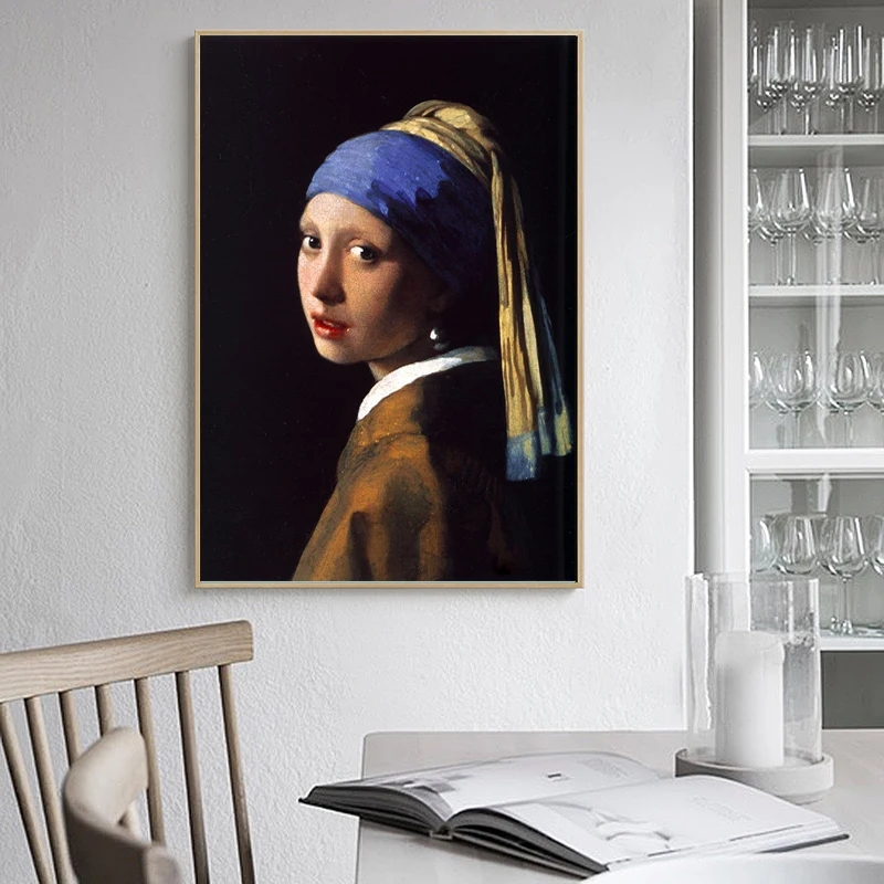 

Girl with Pearl Earrings Johannes Vermeer Dutch School Vintage Kraft Posters Canvas Paintings Wall Stickers Bar Home Decor Gift