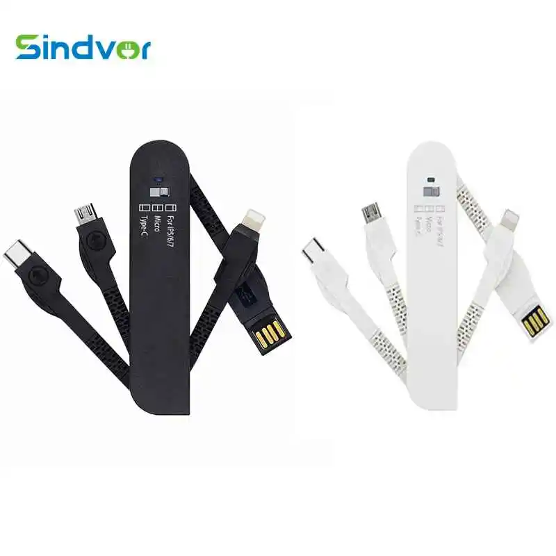 2Pcs 3 In 1 USB Charge Cable for iPhone& Micro USB& USB C Cable Portable Charging Data Cable For iPhone 11 X 8 Samsung S9 S10