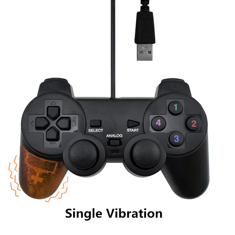 Single Vibration Проводной игровой контроллер игровой джойстик Джойстик usb-геймпад для ПК ноутбук Вибрационный геймпад с аналоговыми палками и полное колебание - Цвет: Single Vibration