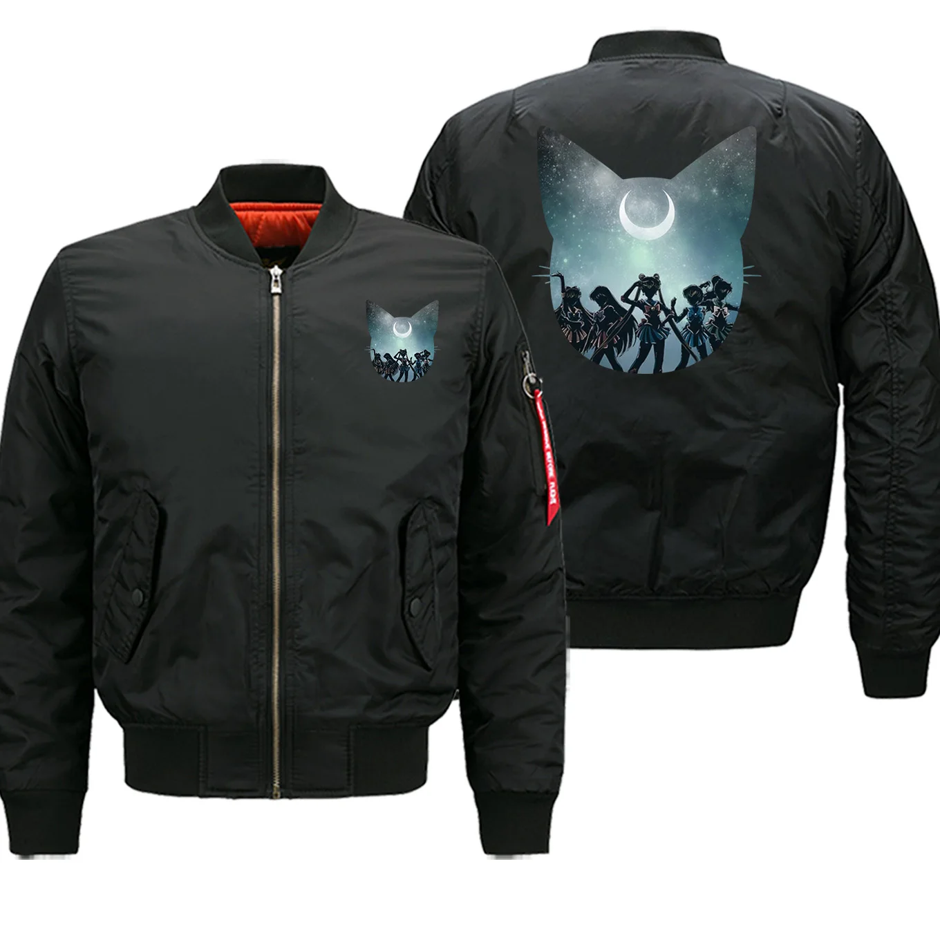 black6 Sailor Moon Japan Anime Motorcycle Jackets Men Winter Hot Sale Cartoon Military Bomber Fashion Print Warm Clothing Jacket - Цвет: black6