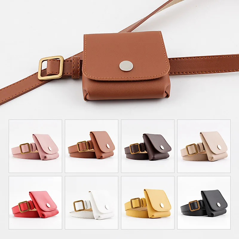 

Fashion Women Belt With Bags Solid Color Waist Bags Women PU Leather Fanny Pack Casual Wallet Chest Belt Crossbody Bag