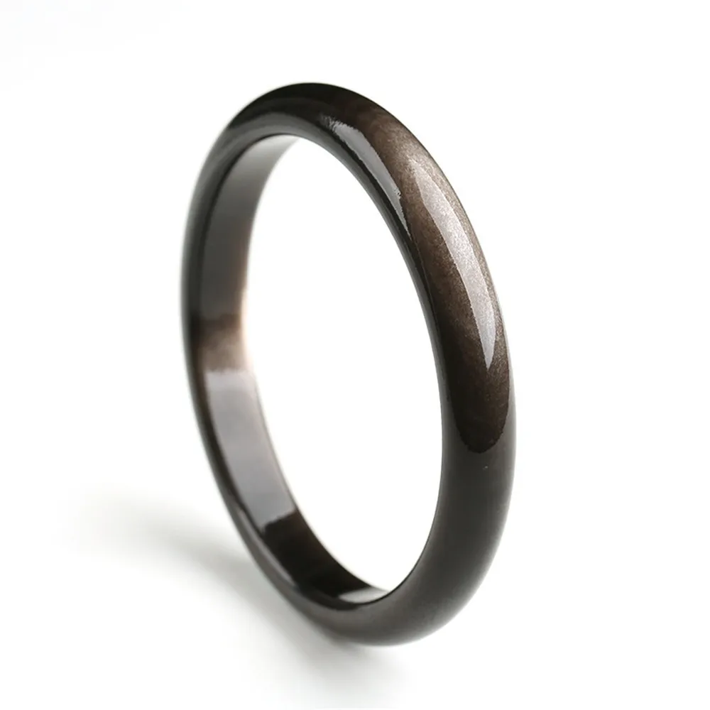 

Inner Diameter 52mm Natural Silver Obsidian Bangle For Women Lady Crystal Love Gift 11x9mm Beads Gemstone Fine Jewelry AAAAA