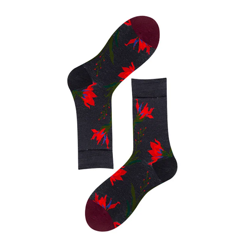 Милые носки с цветочным рисунком, женские хлопковые тонкие носки унисекс с художественным принтом, каваи, Осень-зима, забавные счастливые длинные носки - Цвет: G