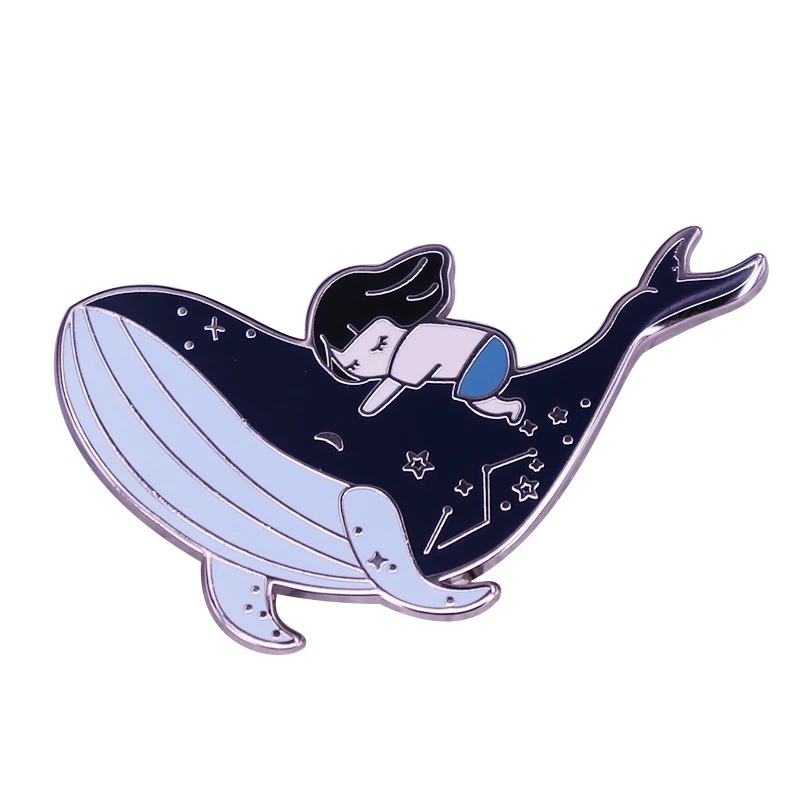Whale and Girl Lapel Pin Large Ocean Constellation Brooch Galaxy Lovers Dreamer Spirit Collection.JPG