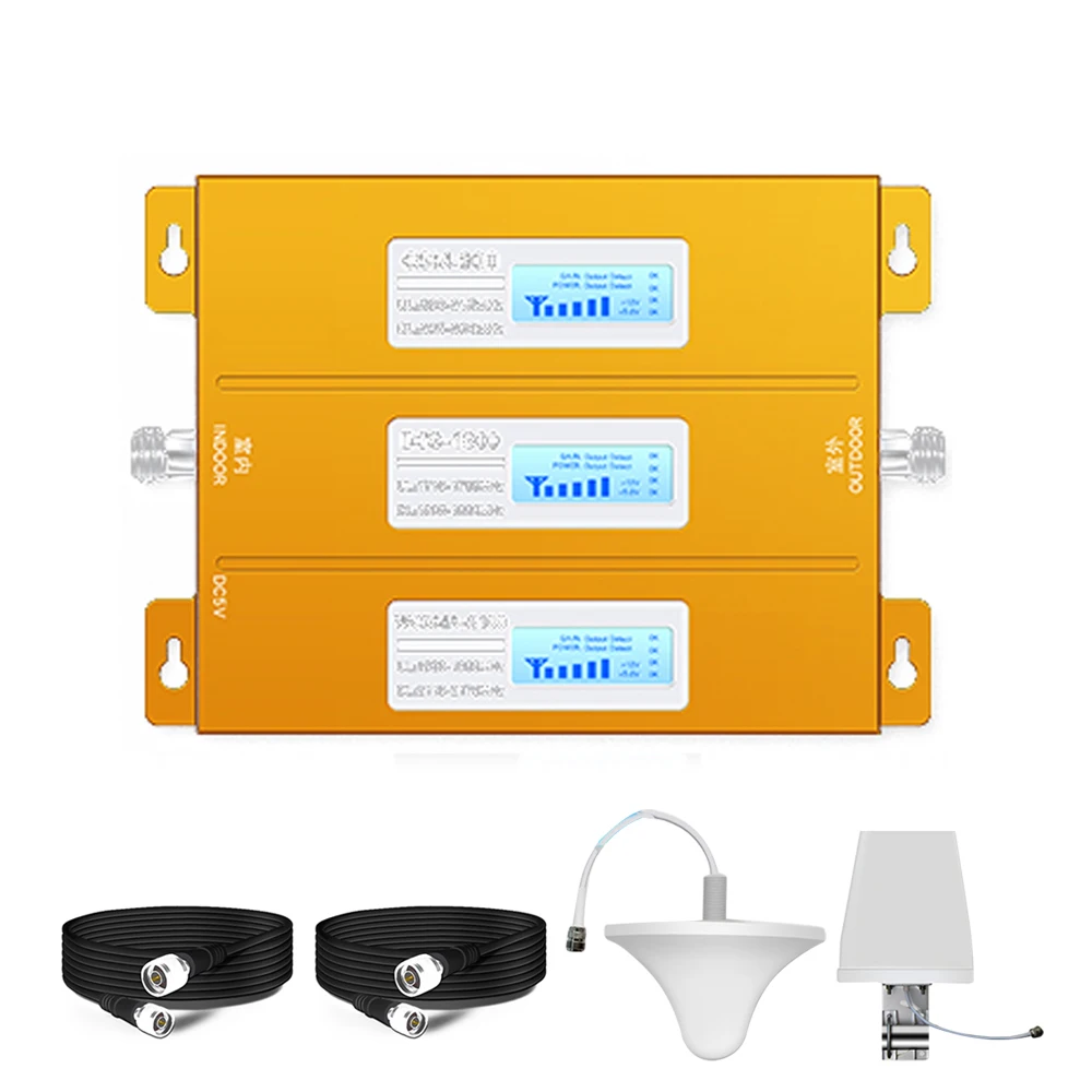 

Cell Phone Signal Amplifier Outdoor Indoor Antenna 2/3/4G Mini Mobile Signal Booster 900/1800/2100MHz Tri Band Signal Repeater