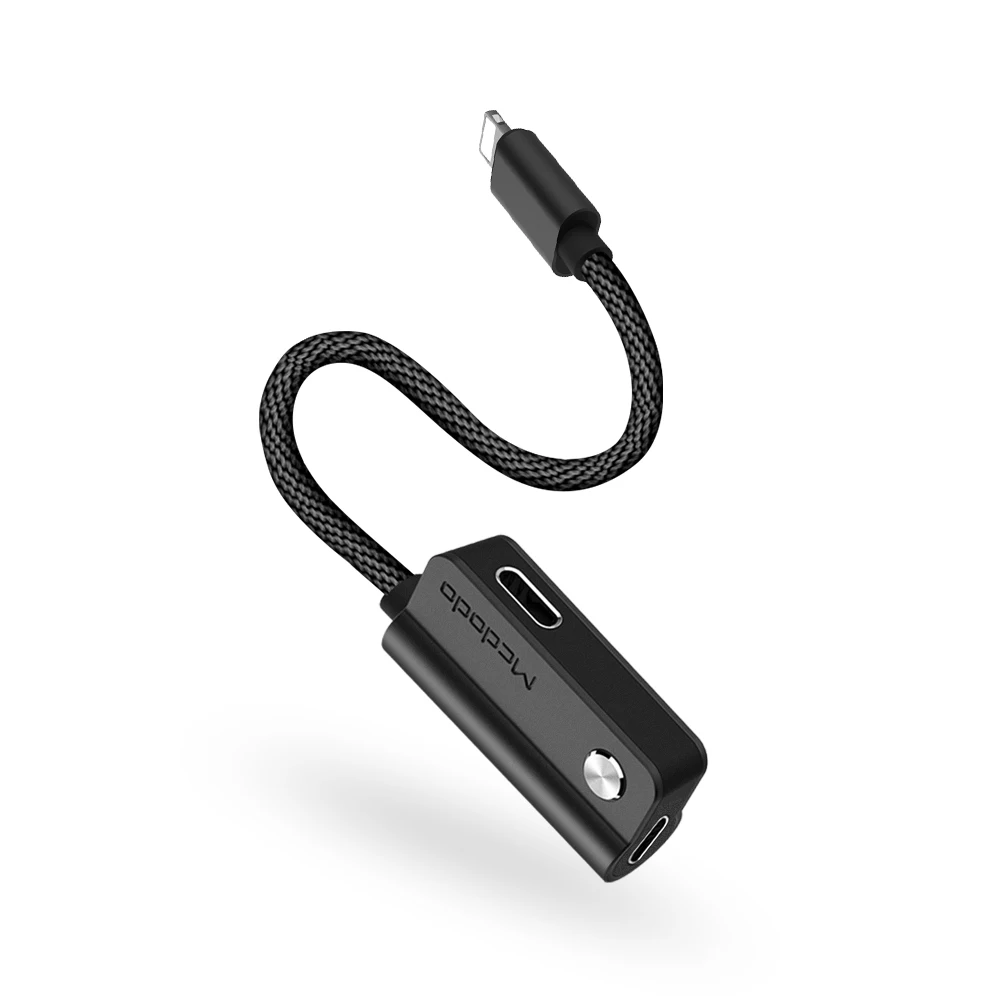 MCDODO кабель адаптер для Lightning для iPhone X 8 7 Plus кабель для наушников аудио кабель для зарядки звонков данных музыки - Цвет: Black