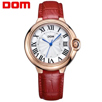 

DOM Watch Women brand luxury Fashion Casual waterproof leather Lady golden quartz watches relojes womenes Dress Clock G-1068
